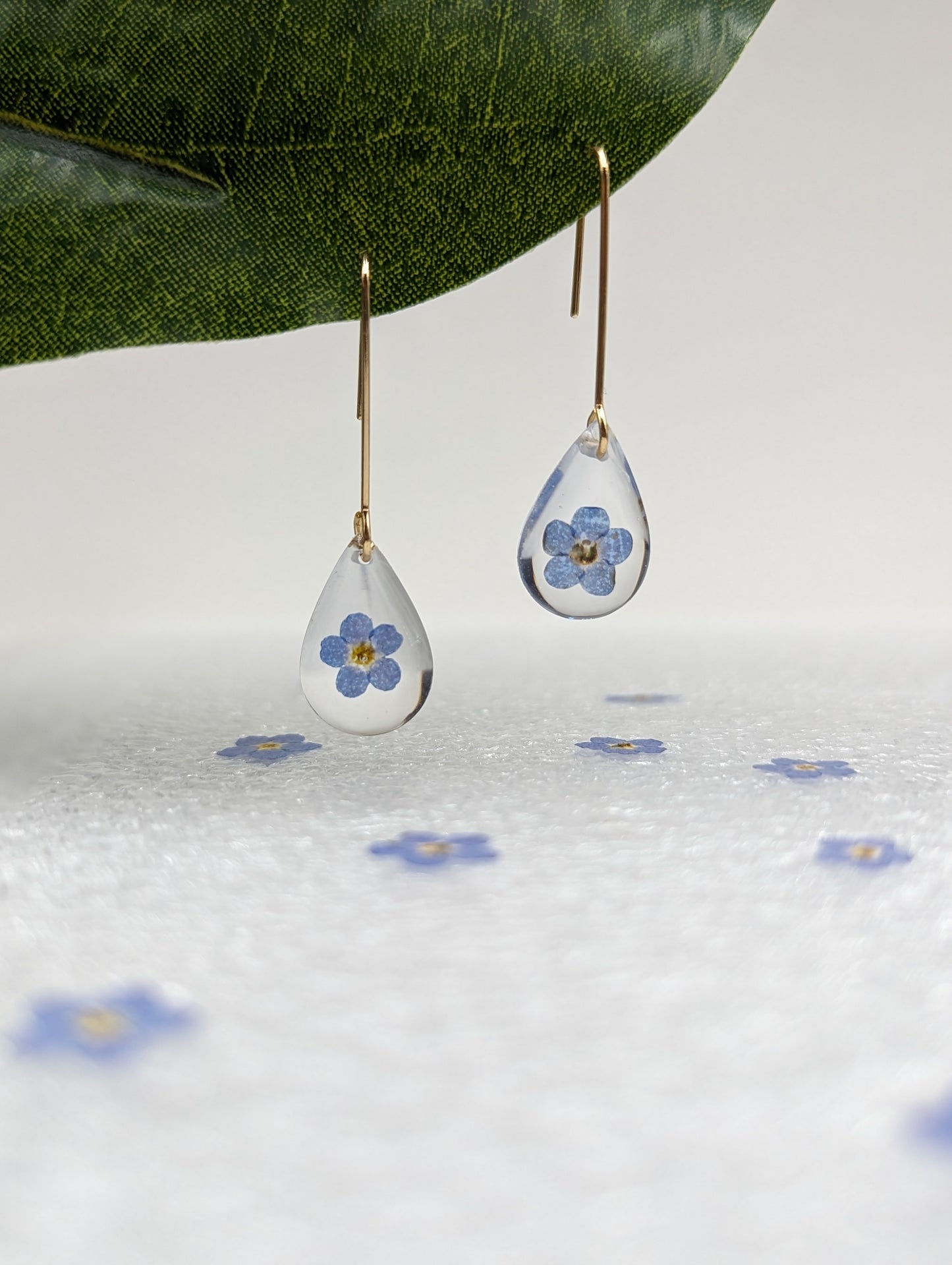 Forget Me Not tear drop earrings