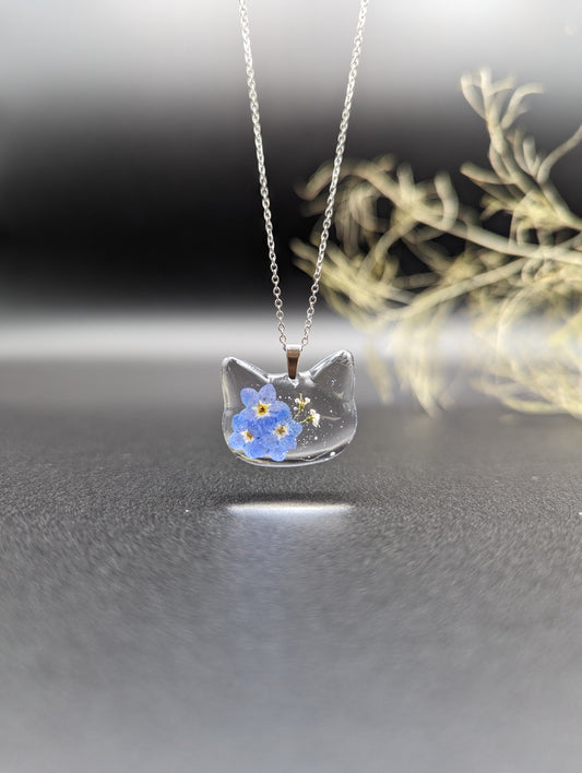 Forget Me Not Cat Necklace